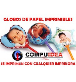 GLOBO DE PAPEL IMPRIMIBLE FORMA DE REDONDA  A4 (18 CM) EN BLANCO